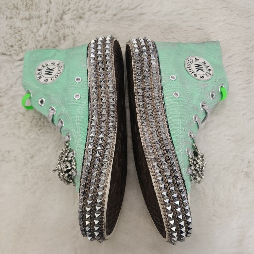NEW Nan-Ku Couture x Free People Cruise Studded High Top Sneakers Mint Green 36 - Picture 7 of 10